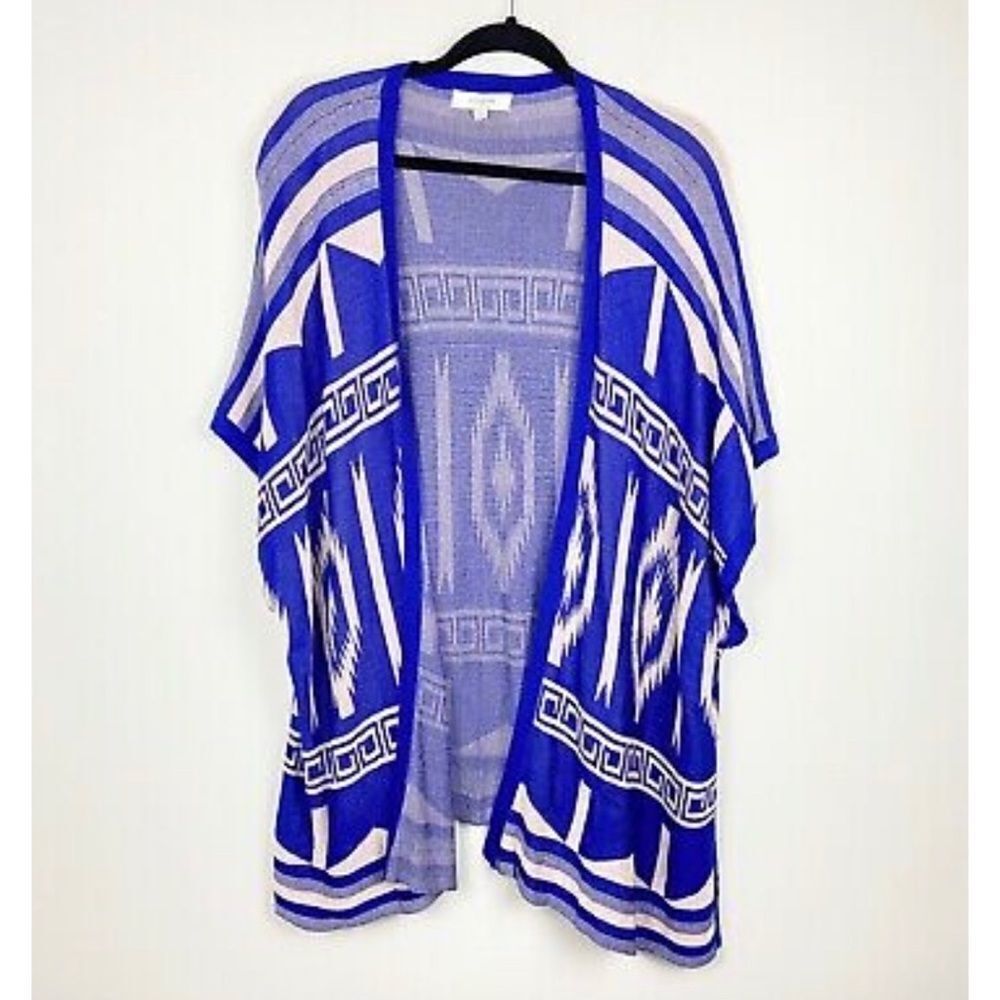 Umgee Cobalt Blue Sweater Women's Size S/M Cape Southwestern Boho Open Kimono